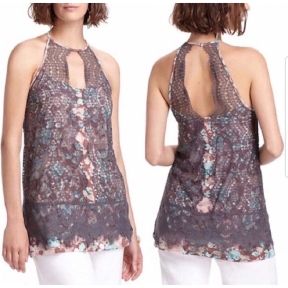 Anthropologie Postmark Sea Drift Lace Tank Top Halter Fairycore Whimsigoth XS